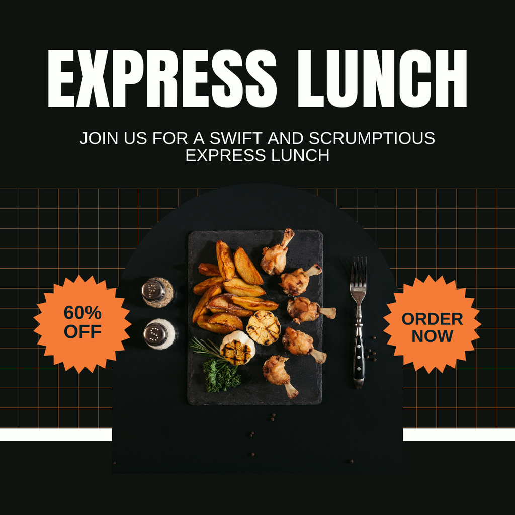 Ad of Express Lunch with Tasty Grilled Chicken Instagram Šablona návrhu