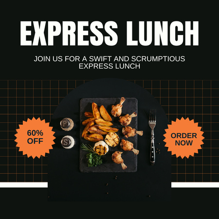 Ad of Express Lunch with Tasty Grilled Chicken Instagram Design Template