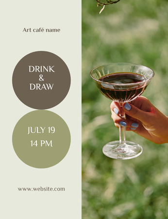 Drink&Draw v Amazing Art Cafe Invitation 13.9x10.7cm Šablona návrhu