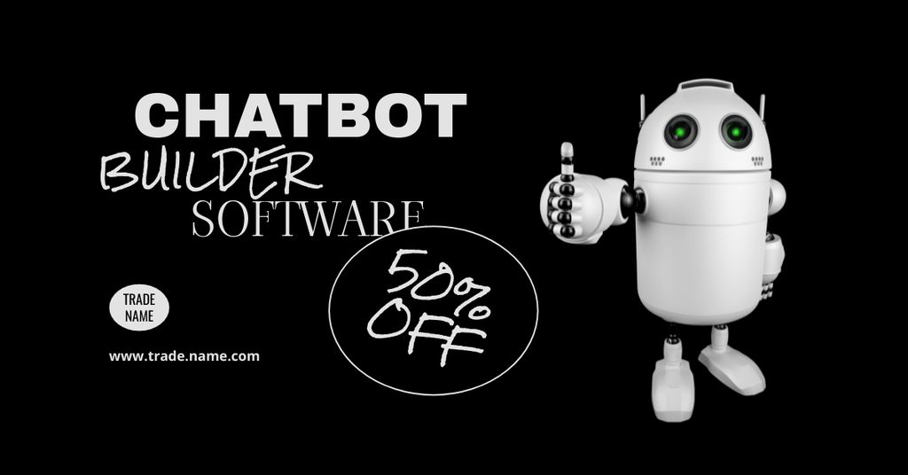 Online Chatbot Services with Offer of Discount Facebook ADデザインテンプレート