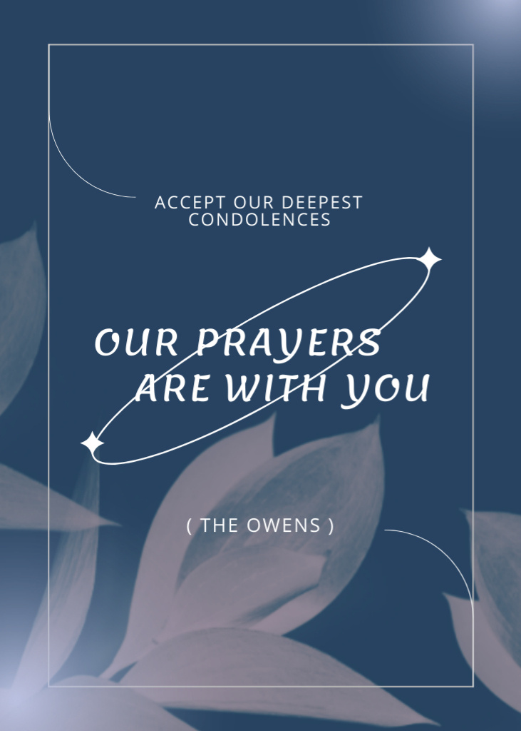 Template di design Deepest Condolence and Prayers for You Postcard 5x7in Vertical