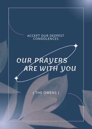 Deepest Condolence and Prayers for You Postcard 5x7in Vertical Design Template