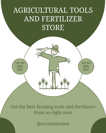 Oferta de loja de ferramentas agrícolas e fertilizantes Instagram Post Vertical Modelo de Design