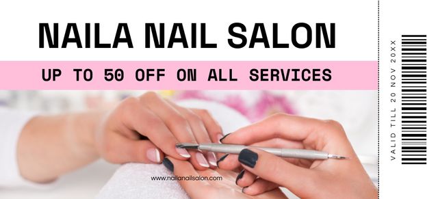 Nail Salon Discount Voucher Coupon 3.75x8.25inデザインテンプレート