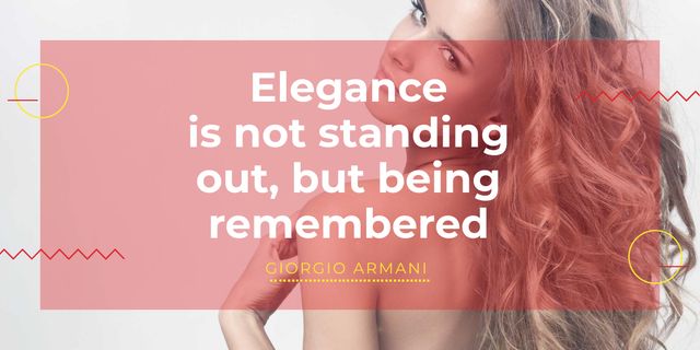 Elegance quote with Young Attractive Woman on Red Image Design Template