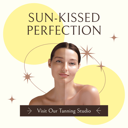 Tanning Studio Promo with Young Woman Instagram Design Template