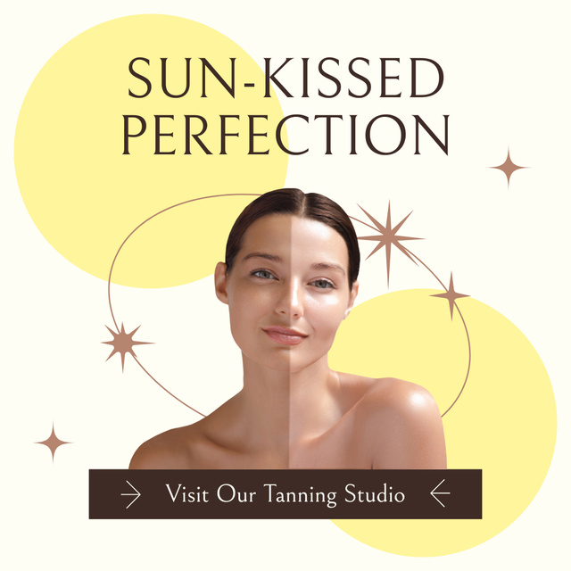 Template di design Tanning Studio Promo with Young Woman Instagram