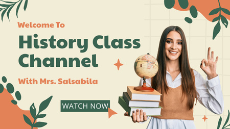 History Class Channel Youtube Thumbnail Design Template