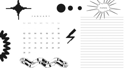 Notes with Abstract Doodles Calendar Design Template
