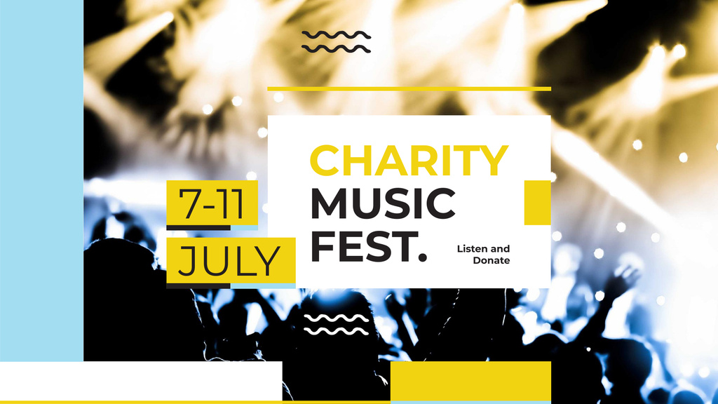 Charity Music Fest Announcement with Cheerful Crowd FB event cover – шаблон для дизайну