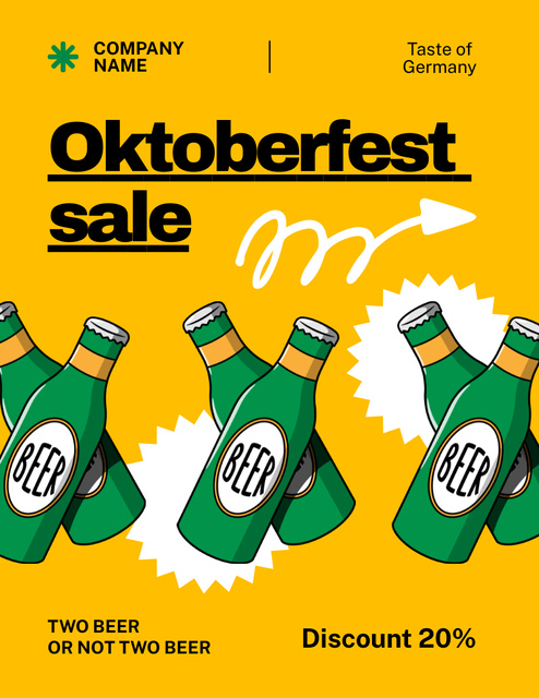 Grand Oktoberfest Holiday With Beer On Discount Flyer 8.5x11in Design Template