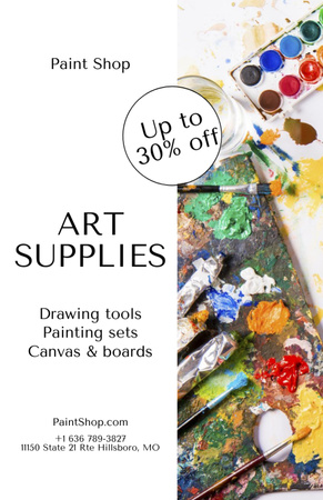 Art Supplies Sale Offer Flyer 5.5x8.5in Design Template