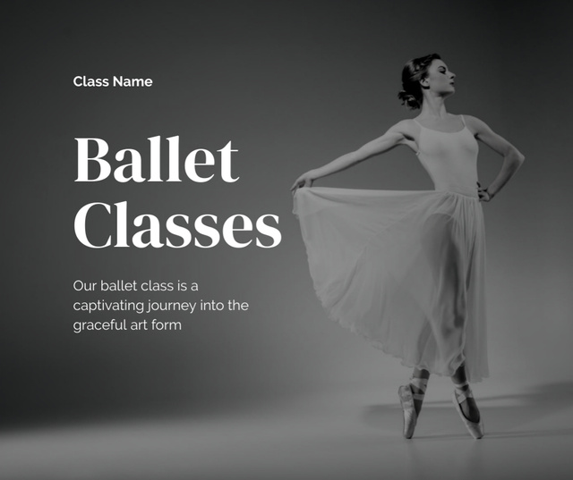 Platilla de diseño Info about Ballet Class with Ballerina Facebook
