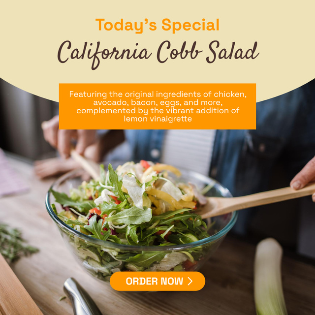 California Salad with Chicken and Avocado Dressing Instagram Modelo de Design