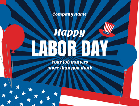 USA Labor Day Celebration Illustration Postcard 4.2x5.5in – шаблон для дизайна