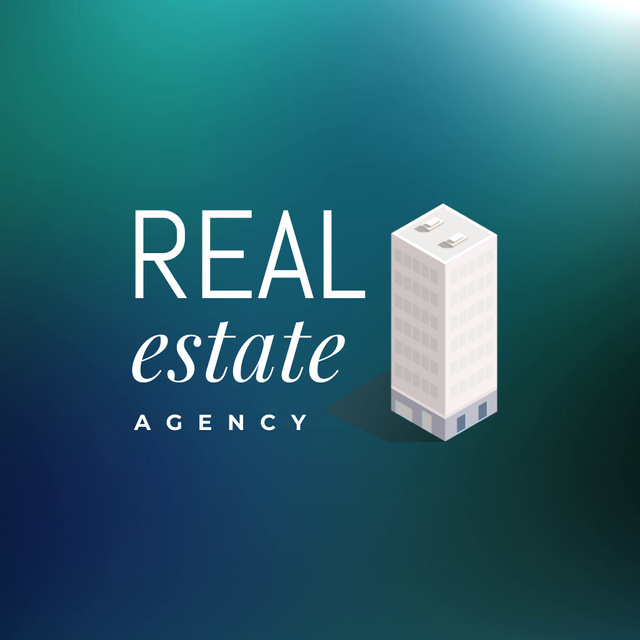 Tower Block Model And Real Estate Agency Promotion Animated Logoデザインテンプレート