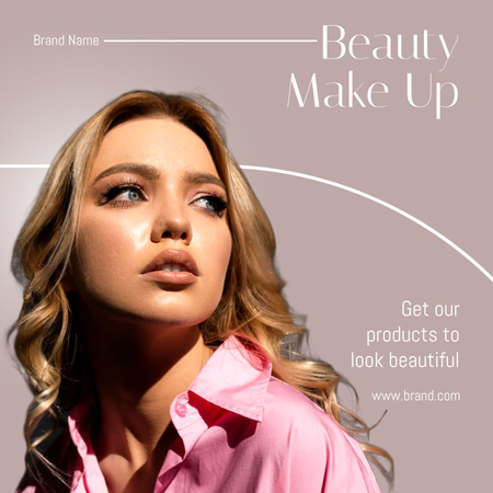 Cover for Makeup Application Guide with Attractive Blonde Album Cover Šablona návrhu