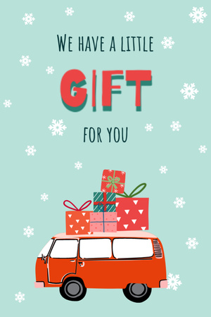 Car Delivering Christmas Gifts Illustration Postcard 4x6in Vertical Design Template