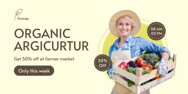 Ontwerpsjabloon van Twitter van Discount Organic Agricultural Products Offer