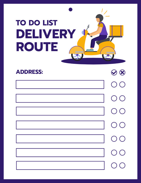 Delivery Route Planner with Delivery Man Notepad 8.5x11in Tasarım Şablonu