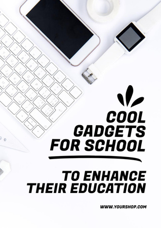 Sale Offer of Gadgets for School Poster A3 Design Template