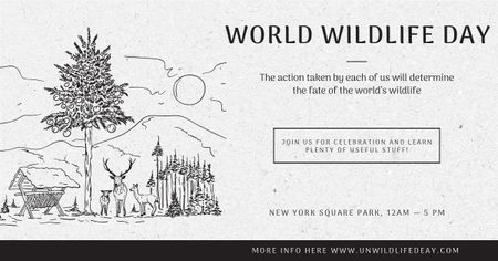Ontwerpsjabloon van Facebook AD van World wildlife day with Environment illustration