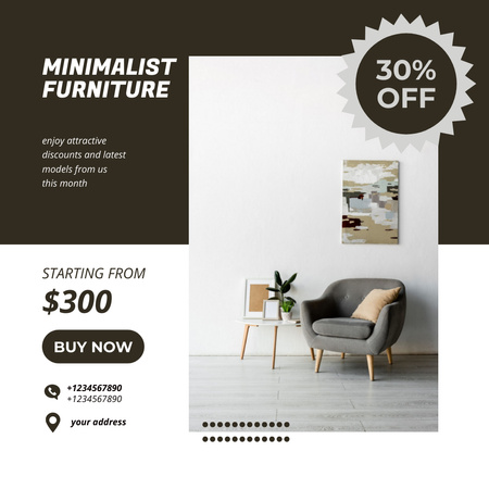 Furniture Store Offer with Cosy Minimalist Chair Instagram Modelo de Design