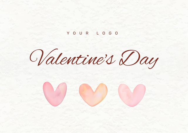 Valentine's Day Greeting with Cute Hearts Postcard – шаблон для дизайна