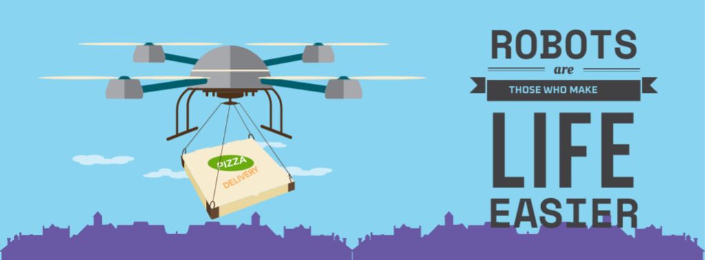 Innovation concept with Delivery Drone Facebook cover Design Template
