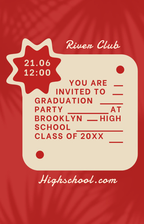 High School Graduation Party Announcement In Red Color Invitation 5.5x8.5in Design Template