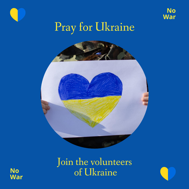 Pray for Ukraine and Join the Volunteers Instagram Design Template