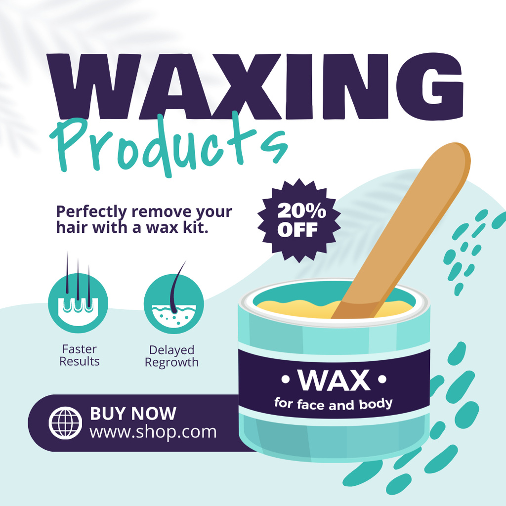 Offer Discount on Waxing Products on Blue Instagram tervezősablon