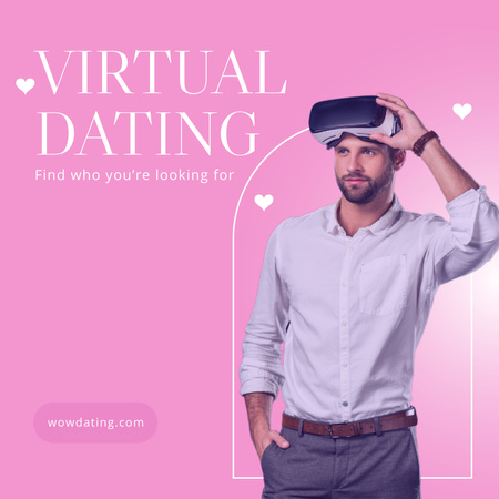Man Uses Virtual Reality Technology for Dating Instagram Design Template