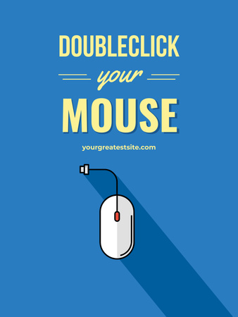Illustration of Computer Mouse on Blue Poster US Design Template