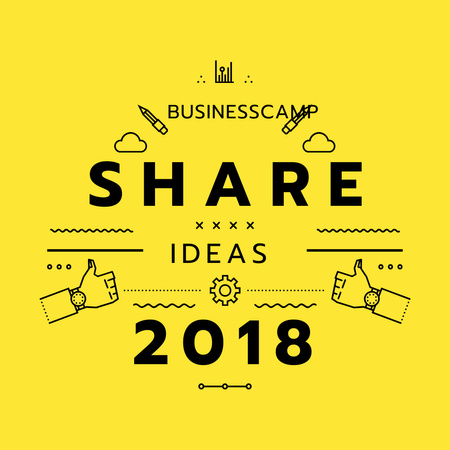 Business camp promotion icons in yellow Instagram ADデザインテンプレート