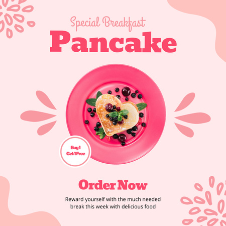 Bakery Ad with Yummy Pancake Instagram Design Template