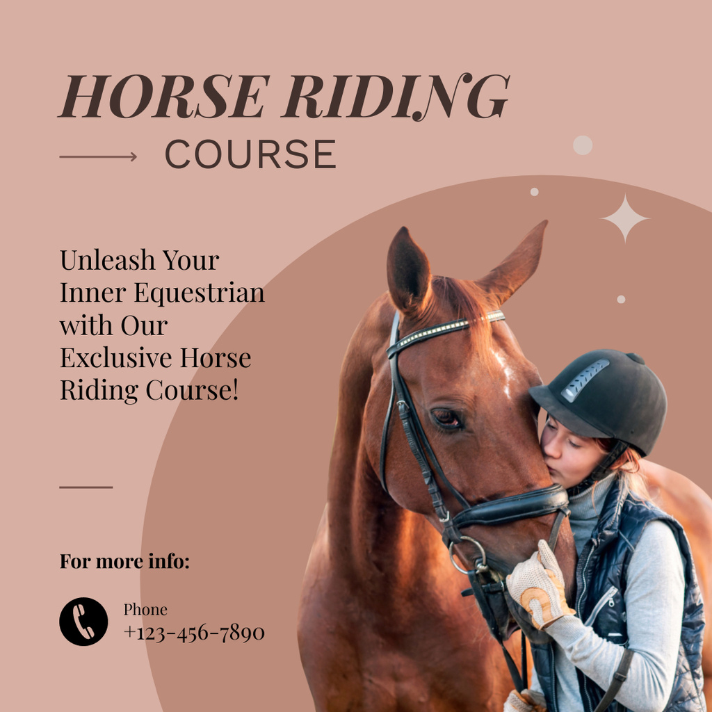 Ontwerpsjabloon van Instagram AD van Exclusive Horse Riding Course With Jockey Offer