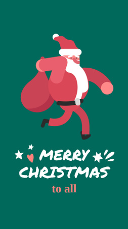 Exciting Christmas Holiday Greeting with Santa Carrying Sack Instagram Video Story Design Template