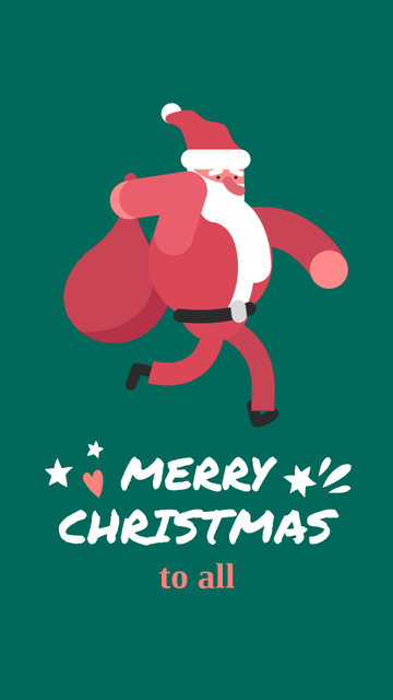 Exciting Christmas Holiday Greeting with Santa Carrying Sack Instagram Video Story Šablona návrhu