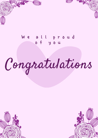 We All Proud of You with Heart Postcard 5x7in Vertical Design Template