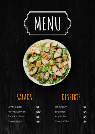 Food Menu Announcement with Salad Menu Design Template