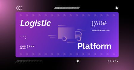 Digital Logistic Platform Ad on Purple Facebook AD Design Template