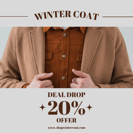 Designvorlage Offer Discount on Men's Winter Coat für Instagram