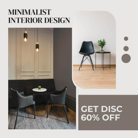 Plantilla de diseño de Oferta de descuento en interiores de casas minimalistas Instagram AD 