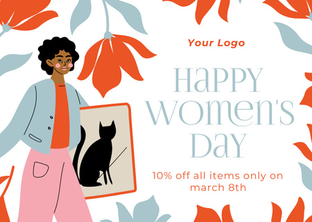 Discount on All Items on Women's Day Postcard 5x7in Design Template