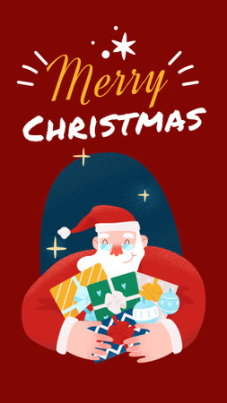 Christmas Greeting with Cute Santa Instagram Story Design Template