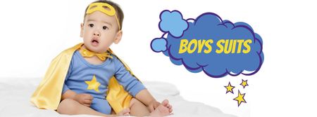 Boys Suits Sale Offer with Cute Infant Facebook cover Design Template