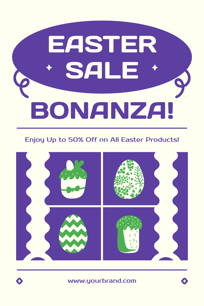 Easter Sale Ad Creative Illustration in Purple Pinterest Πρότυπο σχεδίασης