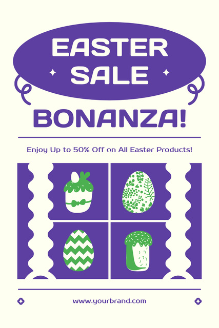 Szablon projektu Easter Sale Ad Creative Illustration in Purple Pinterest