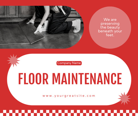 Services of Floor Maintenance with Worker Facebook Design Template